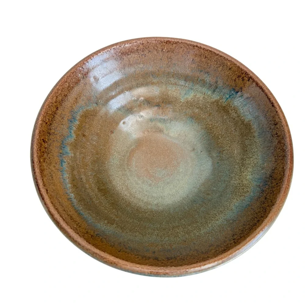 Studio Pottery Bowl Medium Brown Signed Dated Drip Glaze 7.5